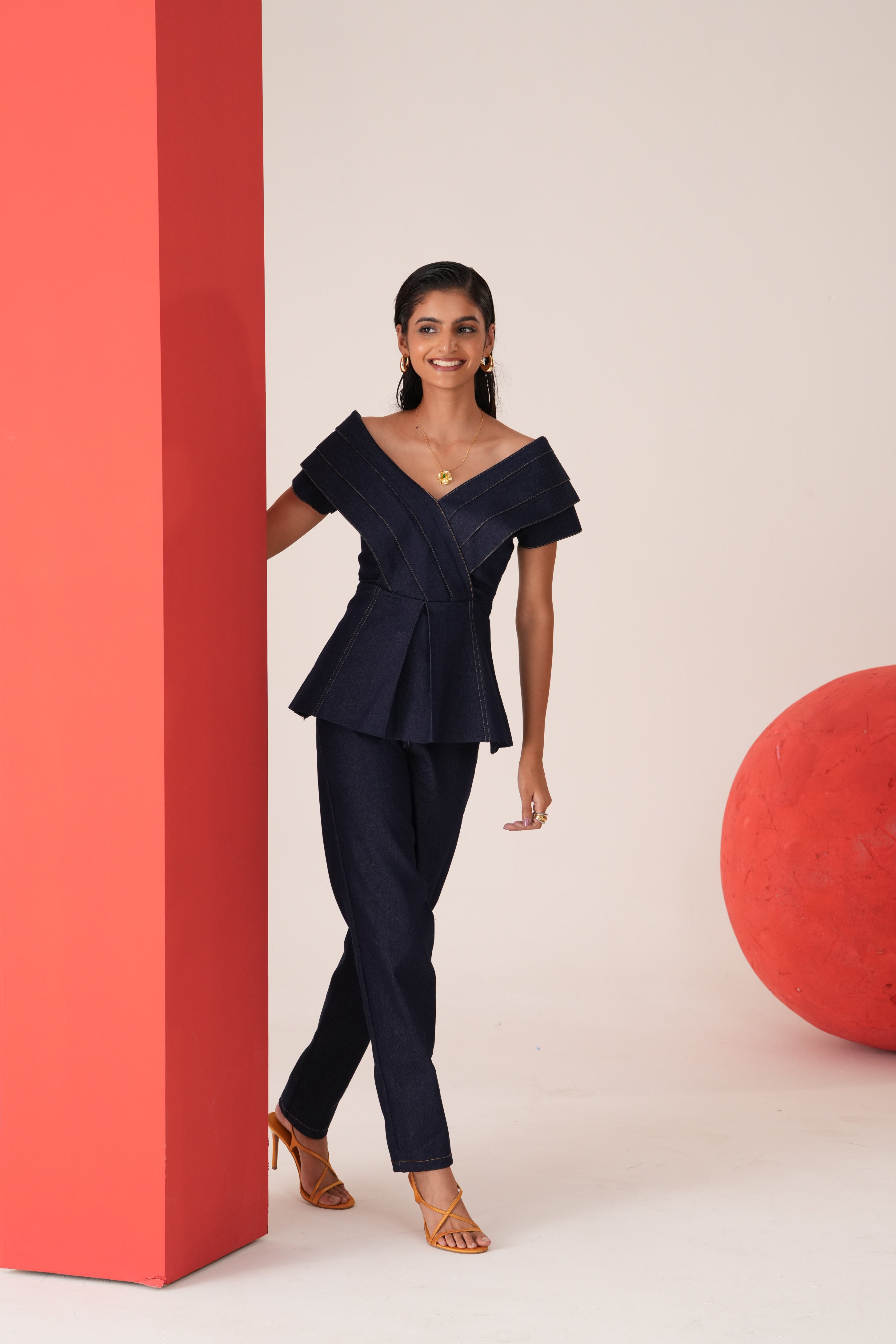 Indigo Pleated Pants