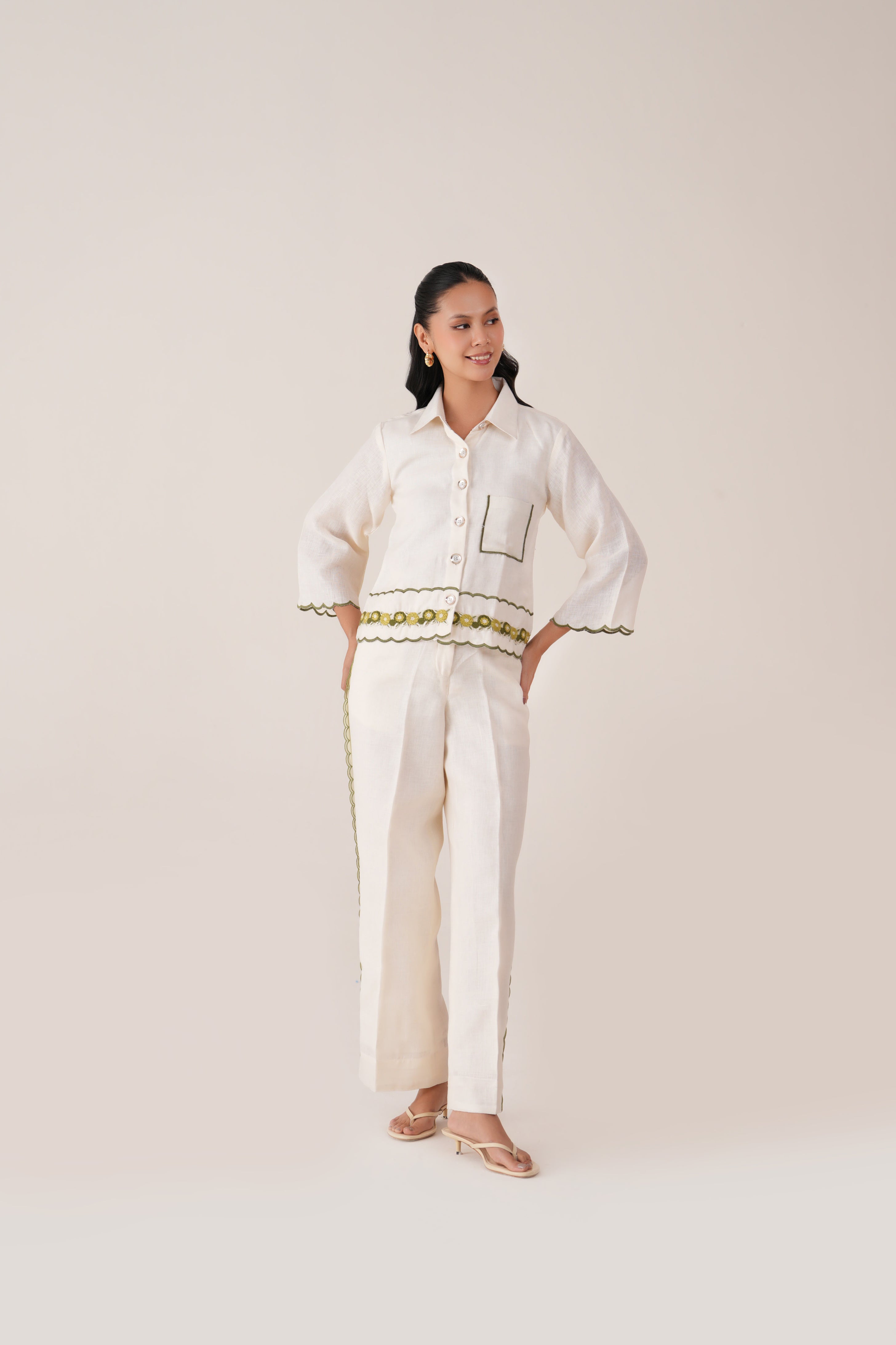 Ivory Trim Pants