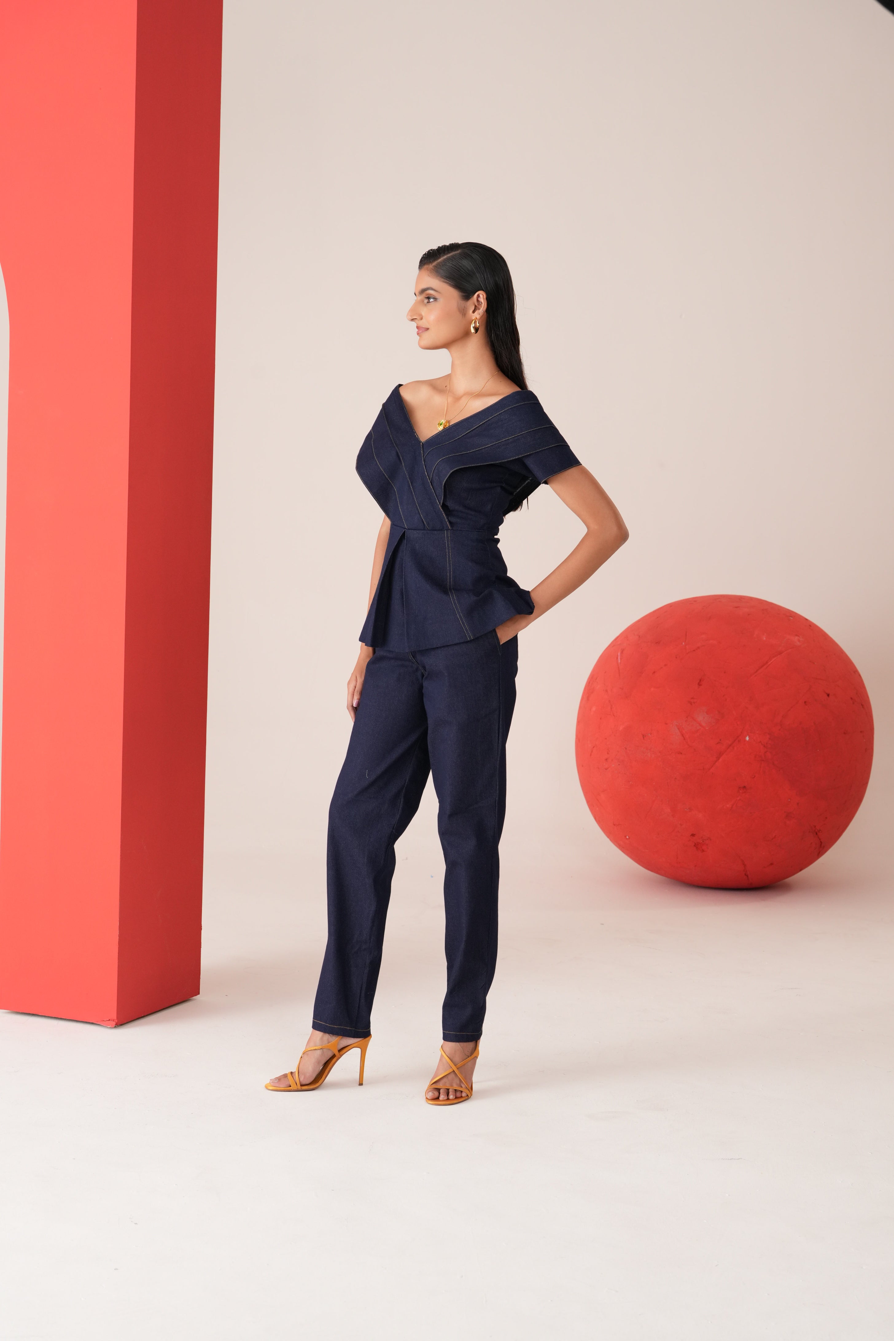 Indigo Pleated Pants