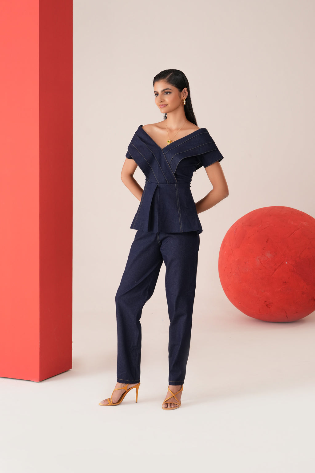 Indigo Pleated Co-ord Set