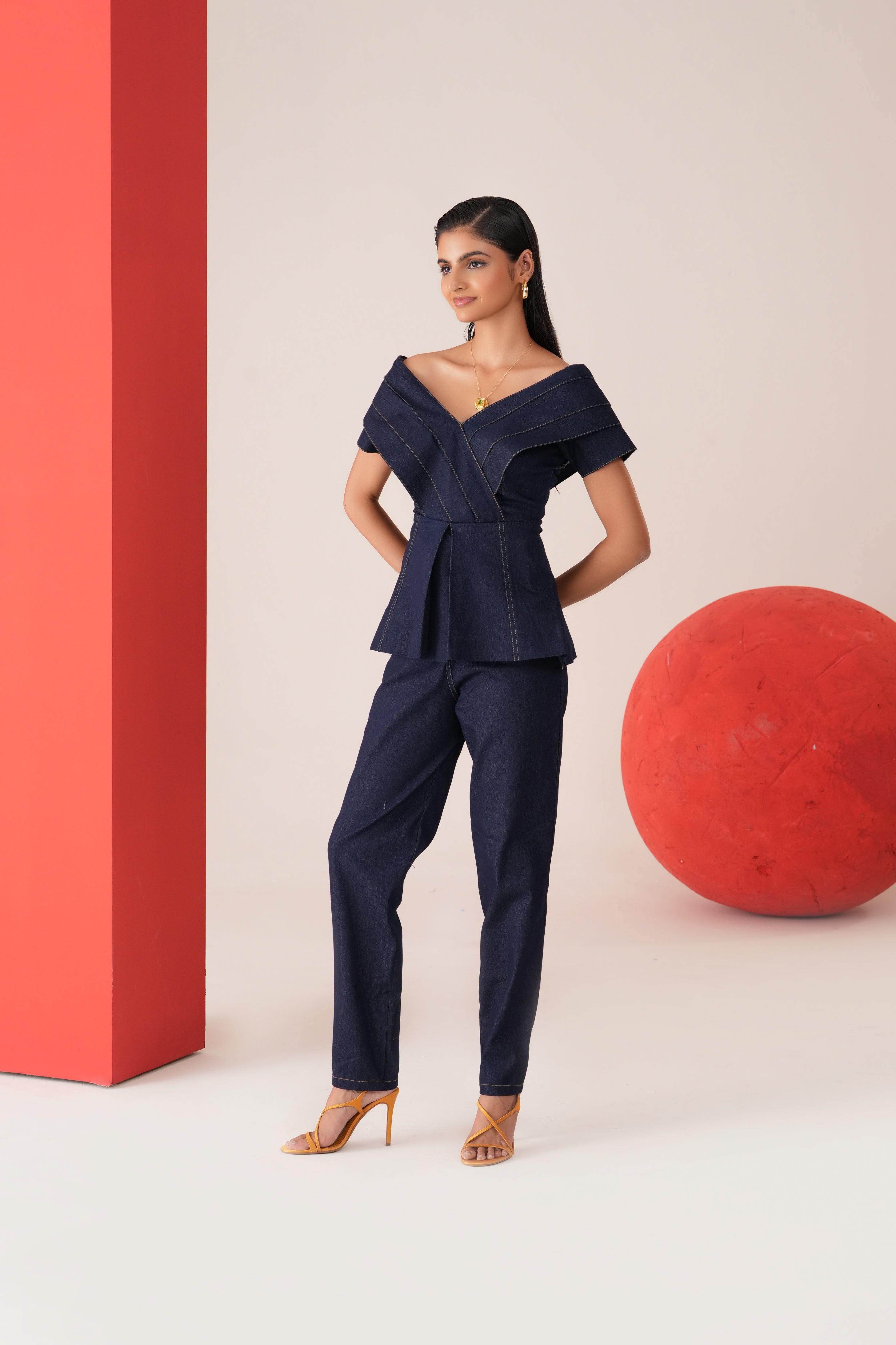 Indigo Pleated Co-ord Set