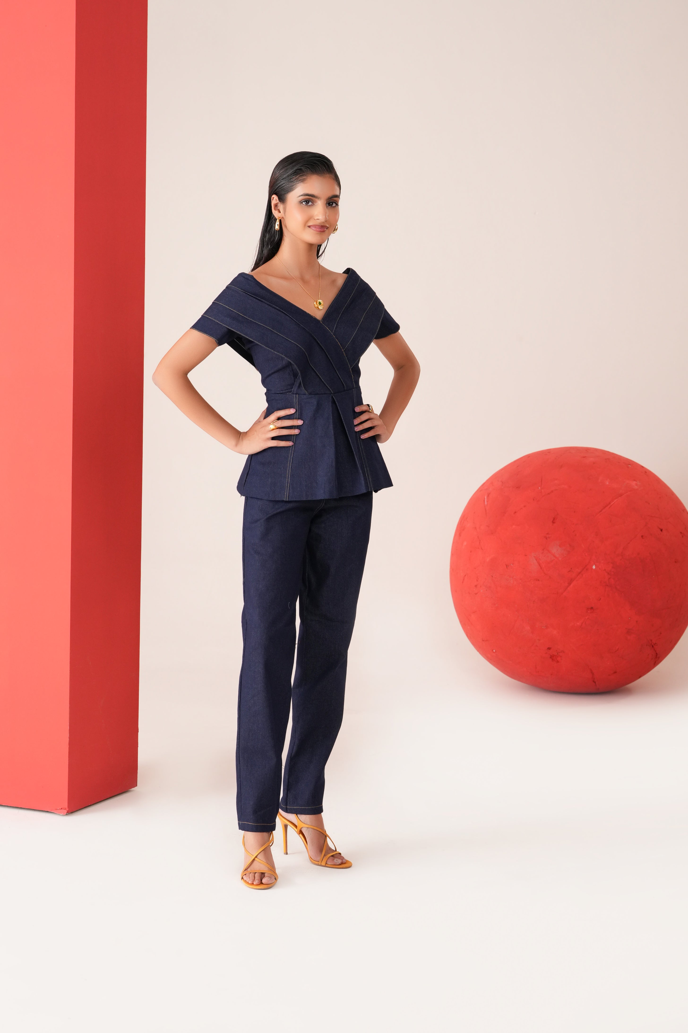 Indigo Pleated Co-ord Set