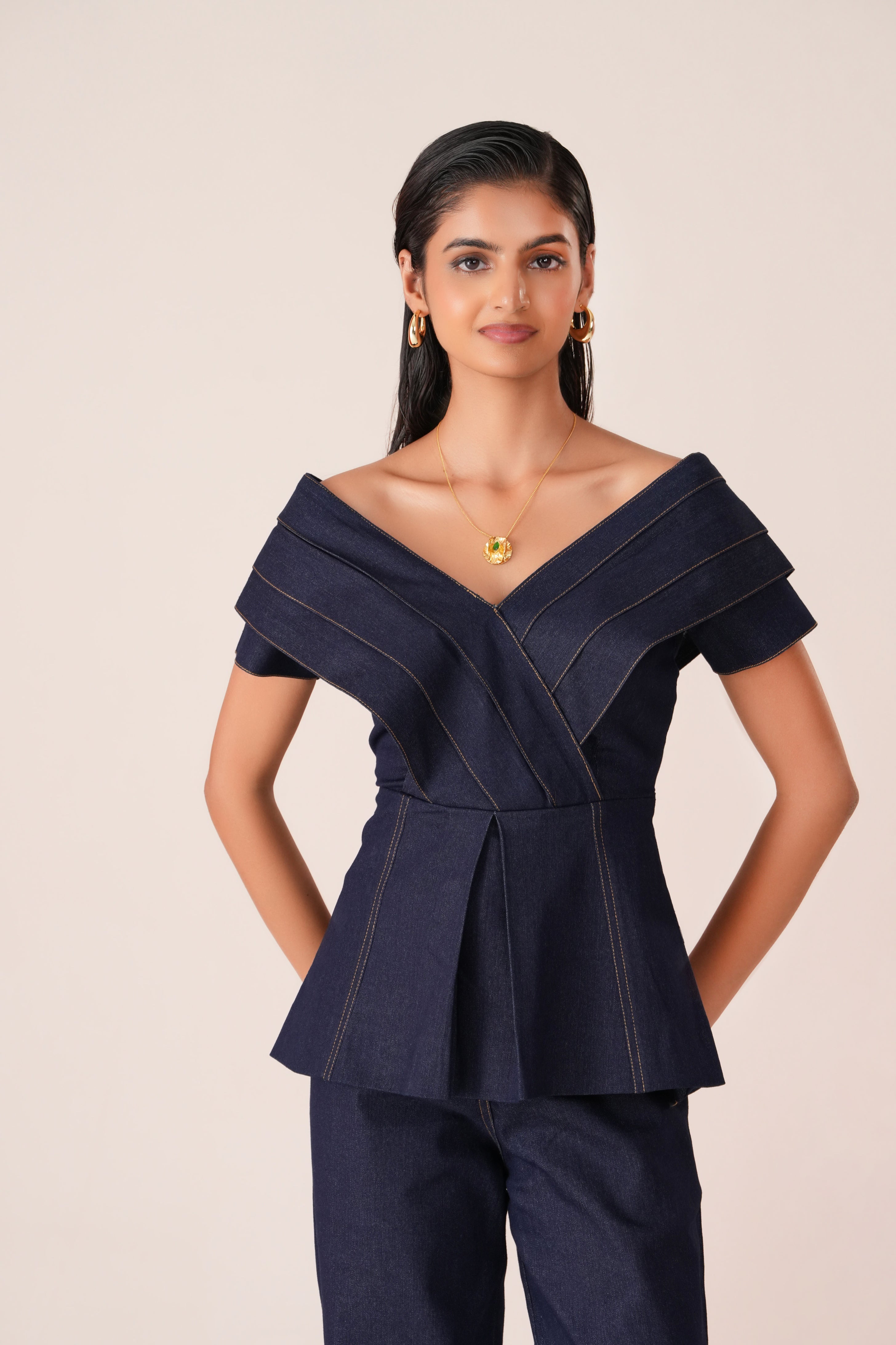 Indigo Pleated Co-ord Set